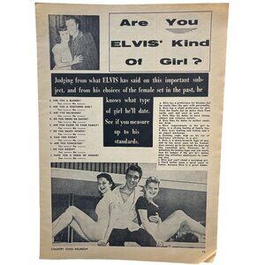 Elvis Presley Girl Types Magazine Quiz Print Ad Vintage 1950s Ephemera